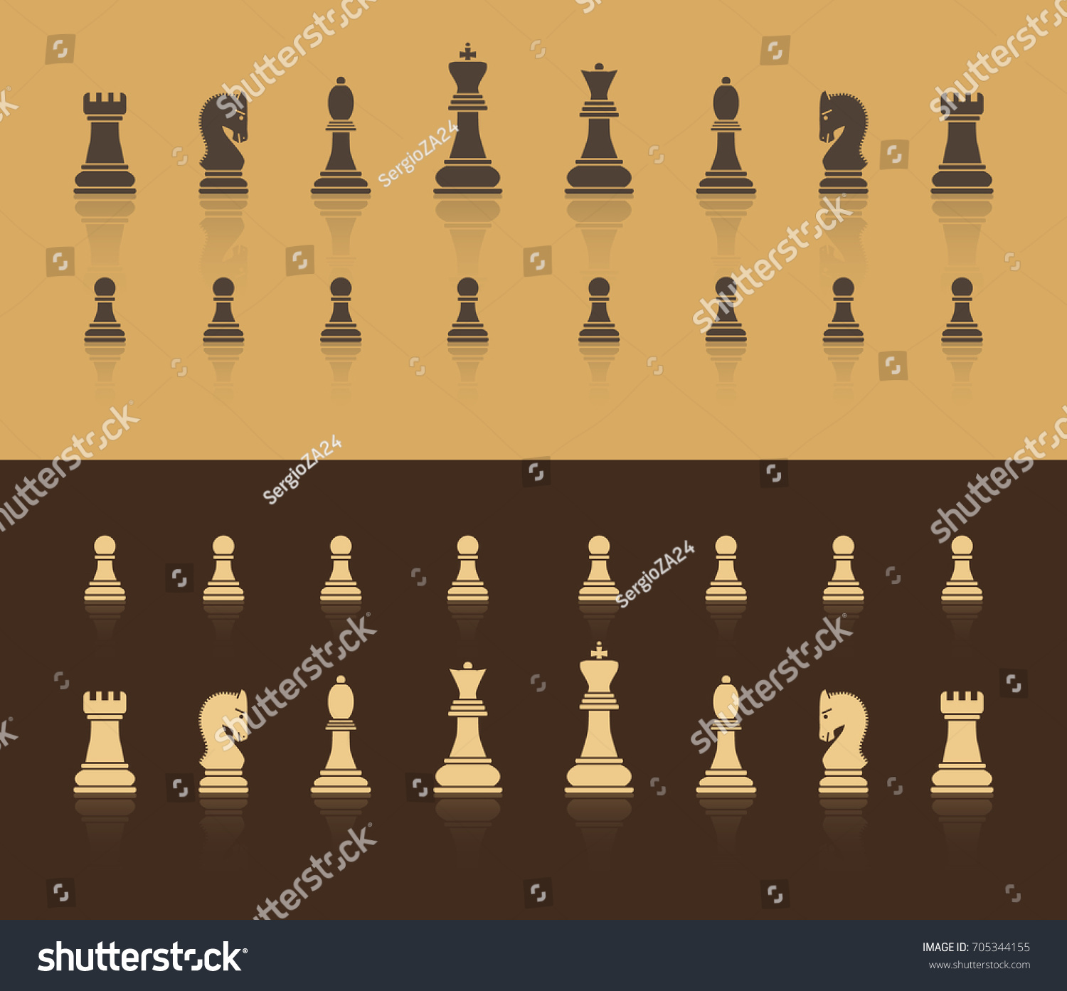 SVG of All figures are chess. In brown shades, with a shadow in the form of reflection. Flat style. Vector image. svg