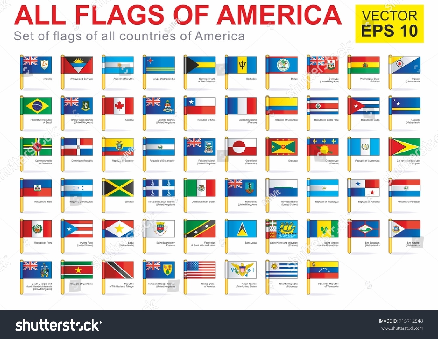 Todas las banderas de los países de América vector de stock 717970 ...