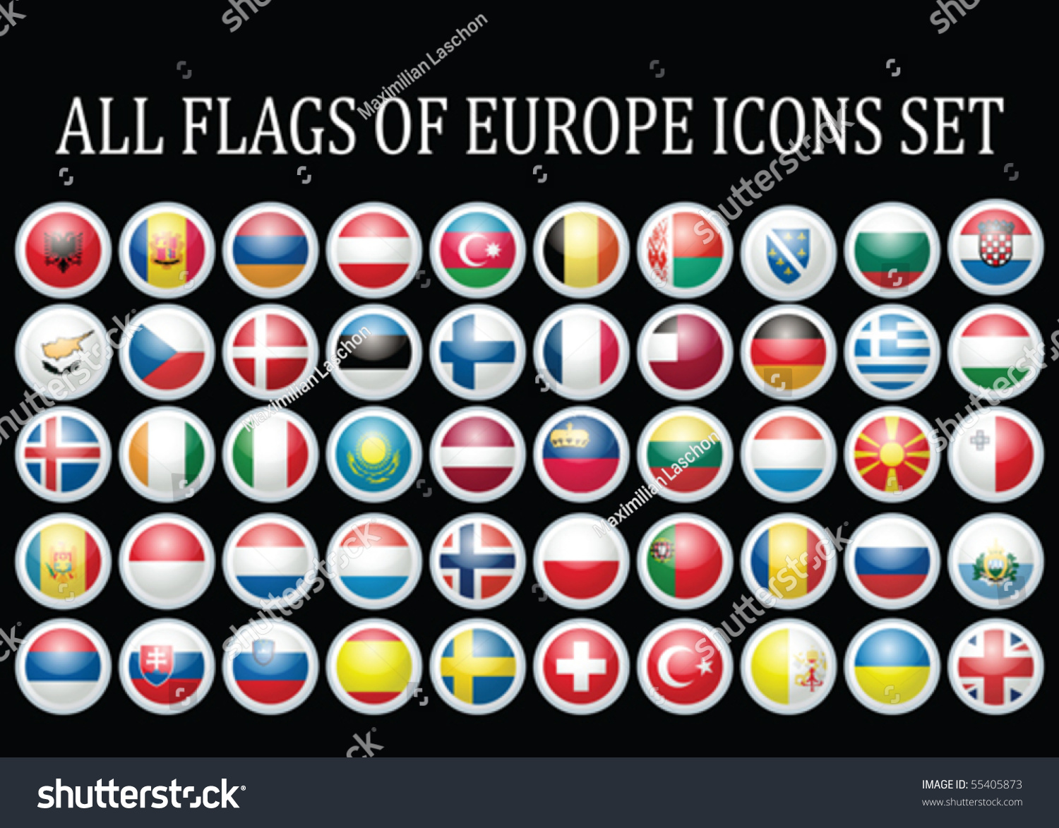 All Flags Europe Complete Collection Vector เวกเตอร์สต็อก ปลอดค่า