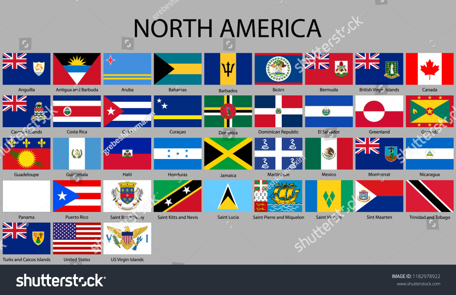 All Flags North America Vector Illustration Stock Vector (Royalty Free ...