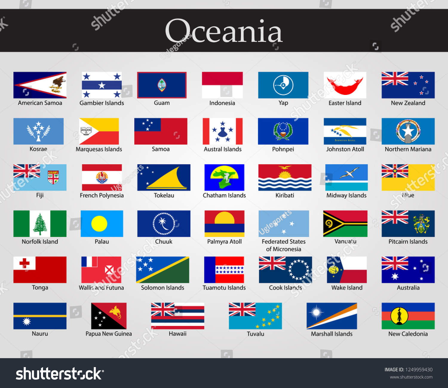 All Flags Oceania Vector De Stock Libre De Regalías 1249959430