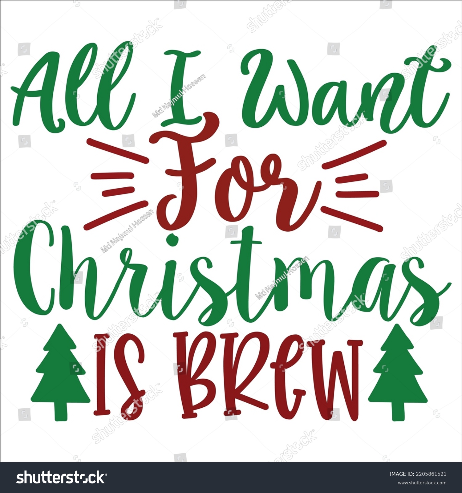 SVG of All I Want For Christmas Is Brew, Merry Christmas shirts, mugs, signs lettering with antler vector illustration for Christmas hand lettered, svg, Christmas Clipart Silhouette cutting svg