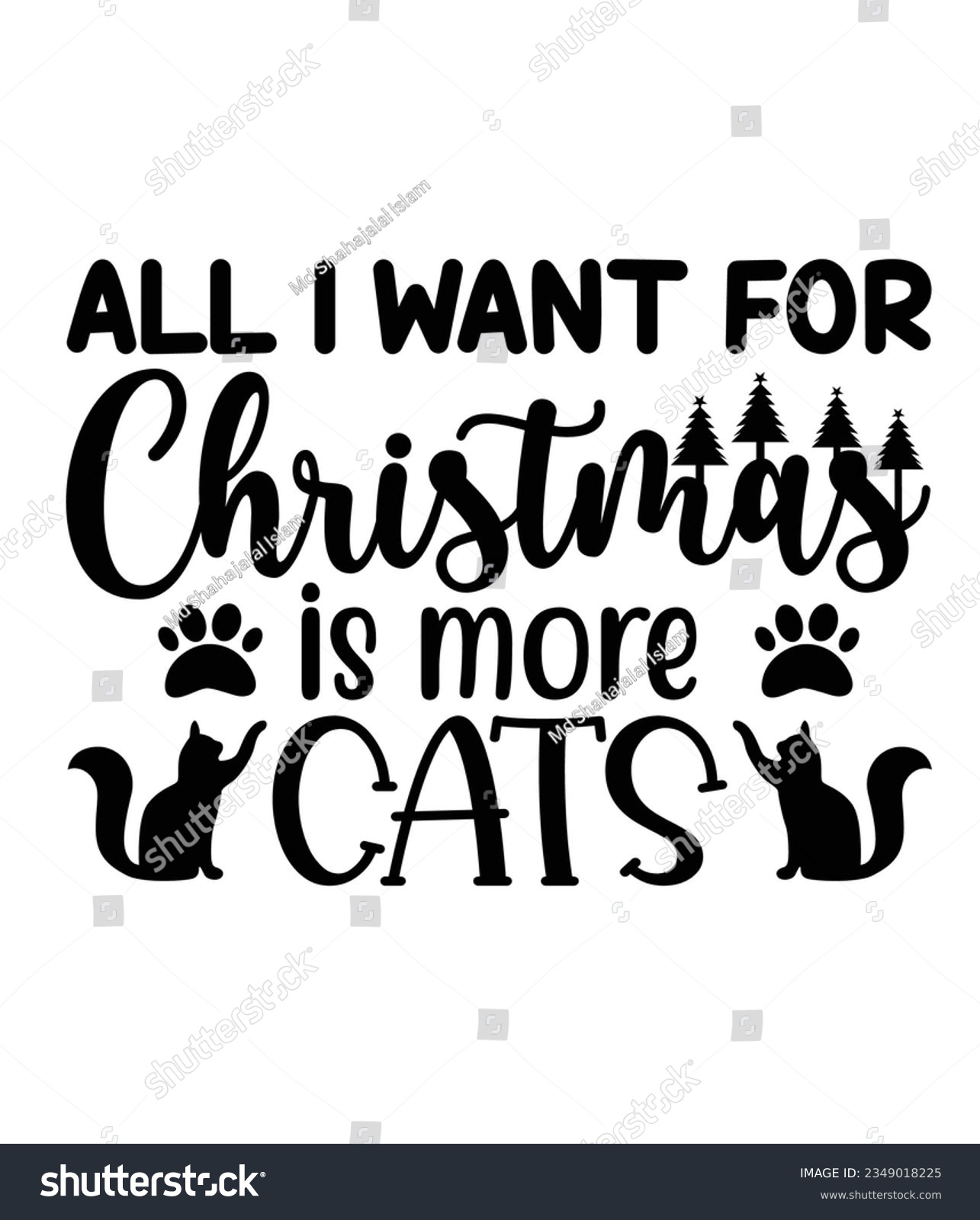 SVG of All i want for Christmas is more cats, Christmas SVG, Funny Christmas Quotes, Winter SVG, Merry Christmas, Santa SVG, typography, vintage, t shirts design, Holiday shirt svg