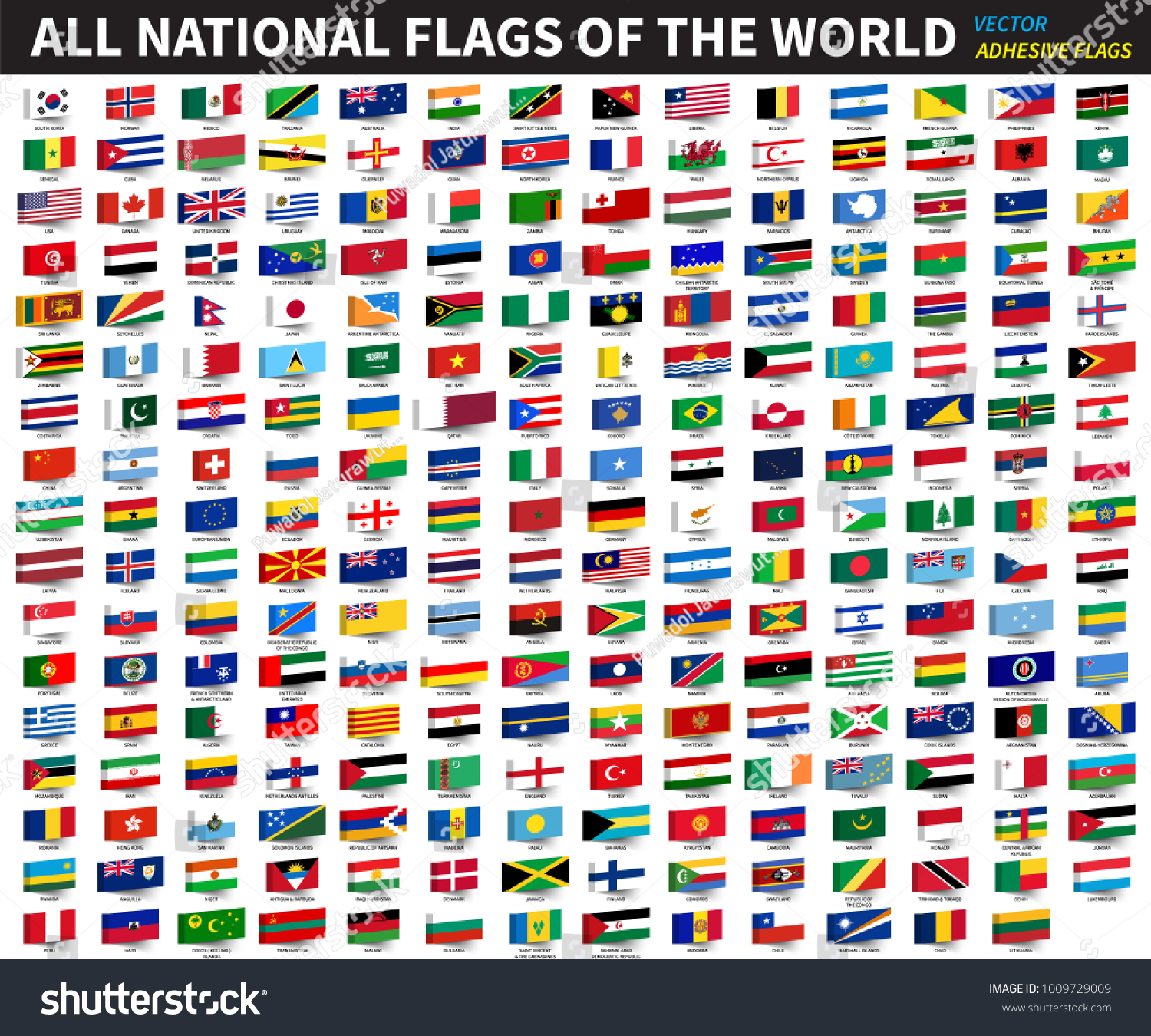 All Official National Flags World Adhesive Stock Vector (Royalty Free ...