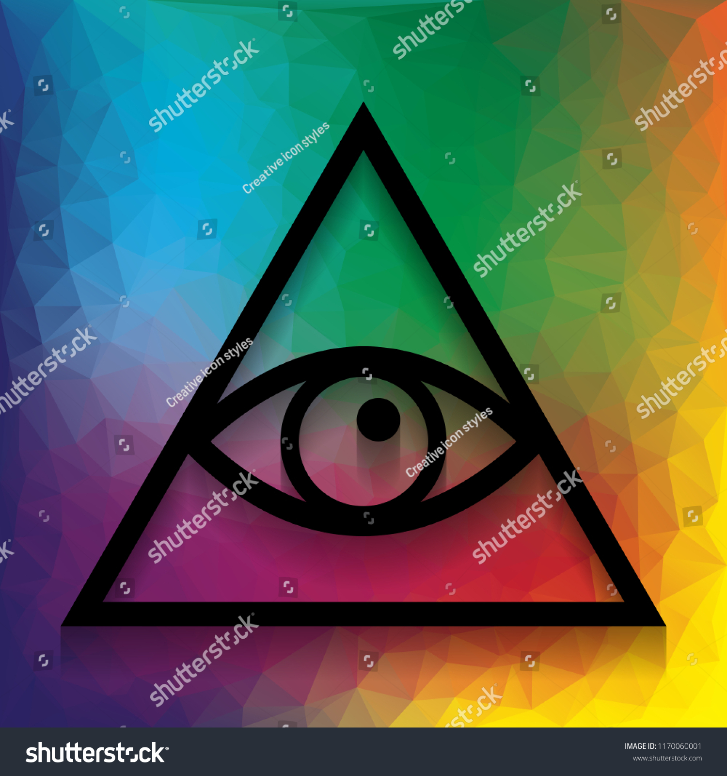 Vektor Stok All Seeing Eye Pyramid Symbol Freemason (Tanpa Royalti ...