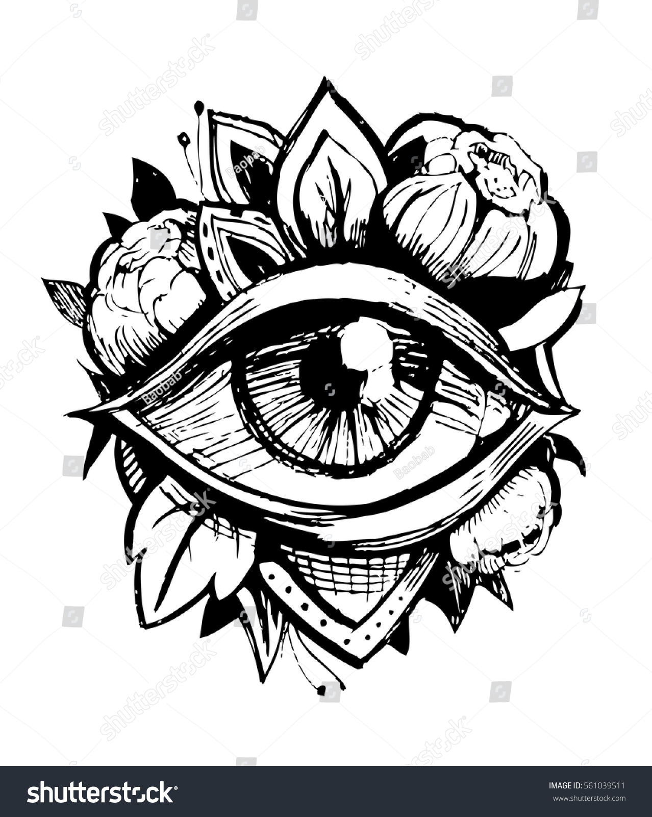 All Seeing Eye Tatto Sketch Vector Stock Vector Royalty Free