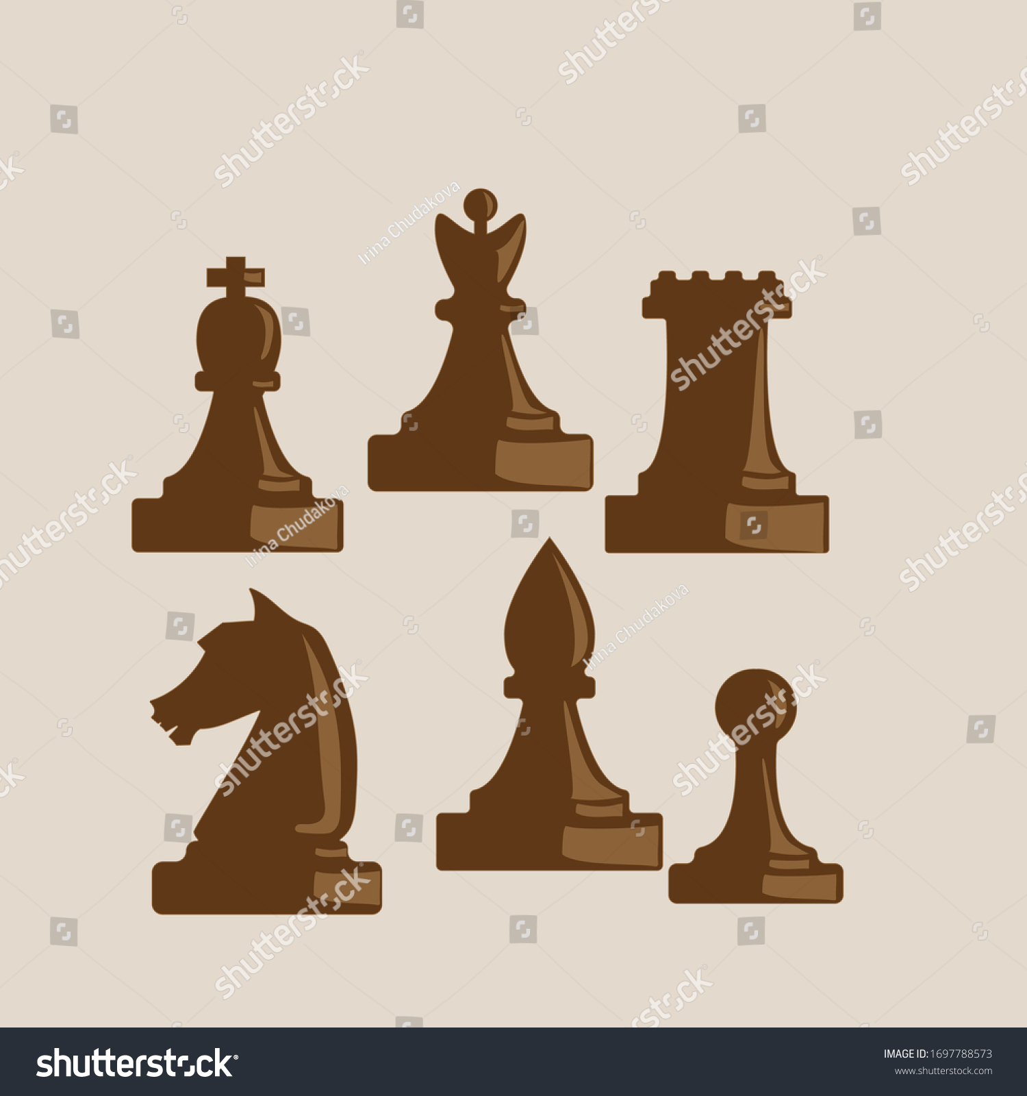 SVG of All types of chess pieces located on a translucent background. All elements are isolated. svg