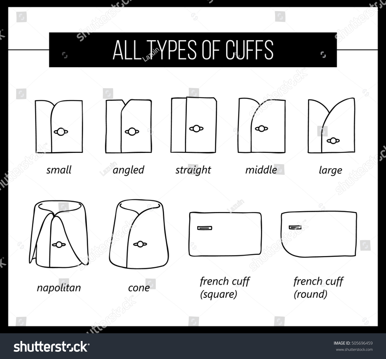 All Types Shirt Cuffs Vector Set Stock Vector (Royalty Free) 505696459 ...