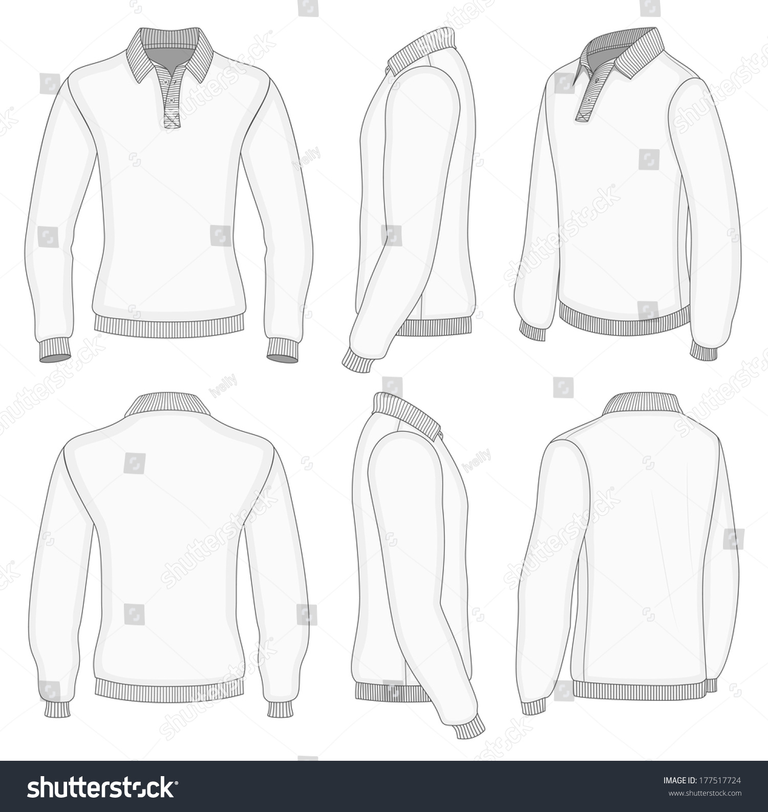 Download All Views Mens White Long Sleeve Stock Vector 177517724 ...
