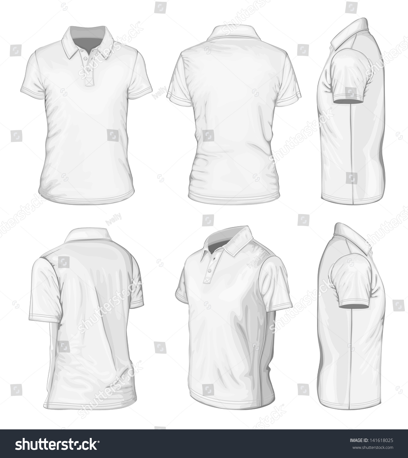Download All Views Mens White Short Sleeve Stock Vector 141618025 ...