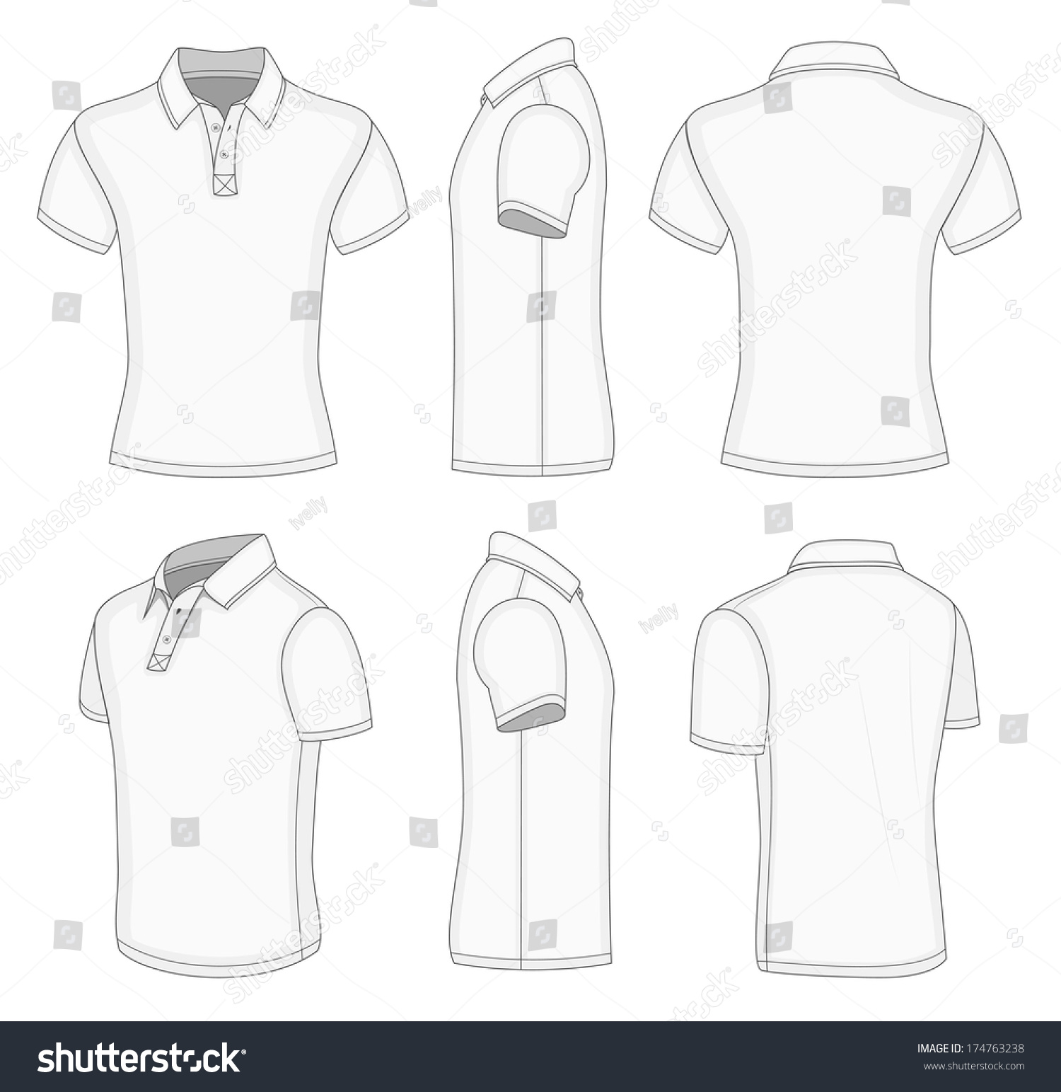 Download All Views Mens White Short Sleeve Stock Vector 174763238 ...