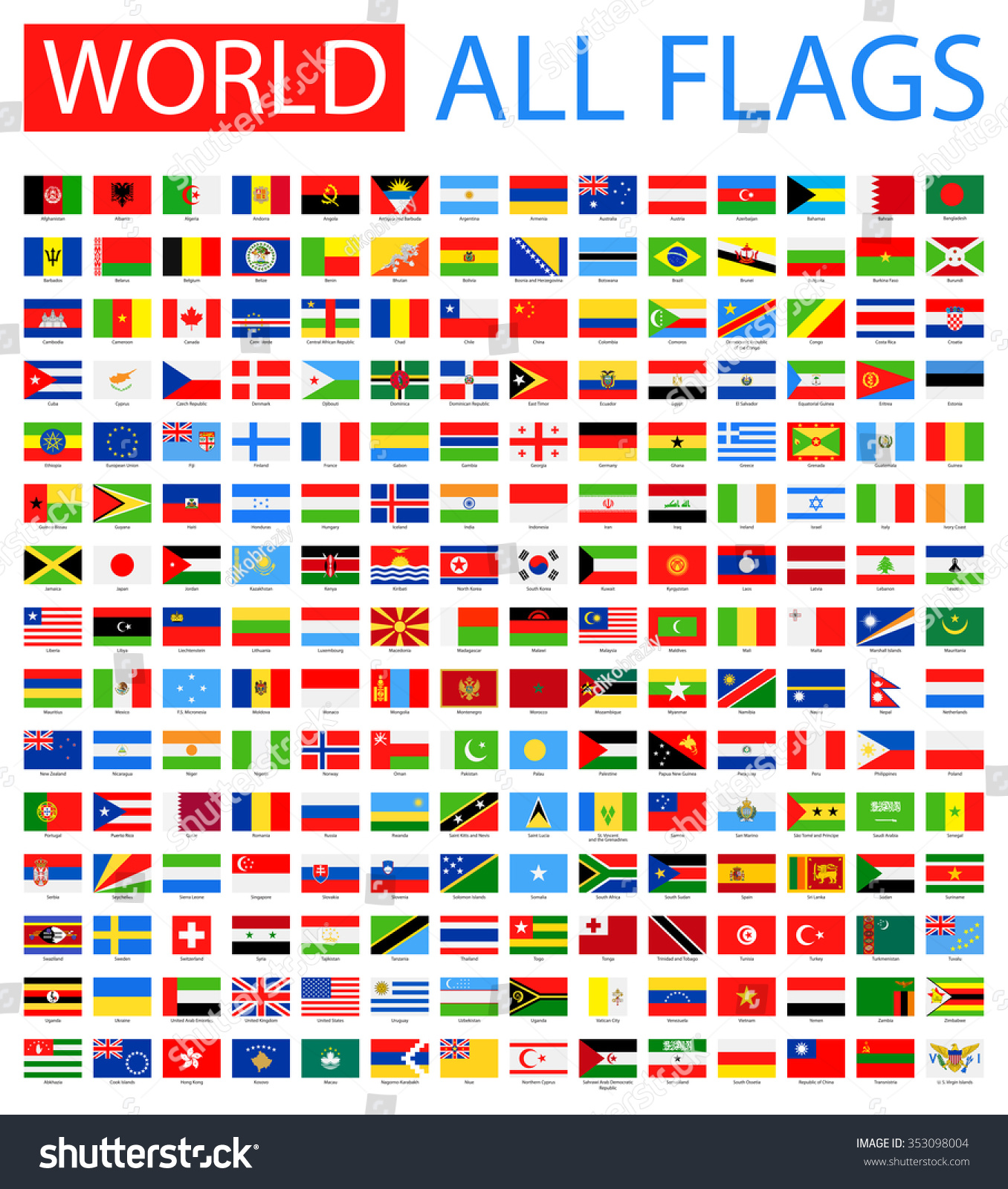 All World Vector Flags - Vector Collection - 353098004 : Shutterstock