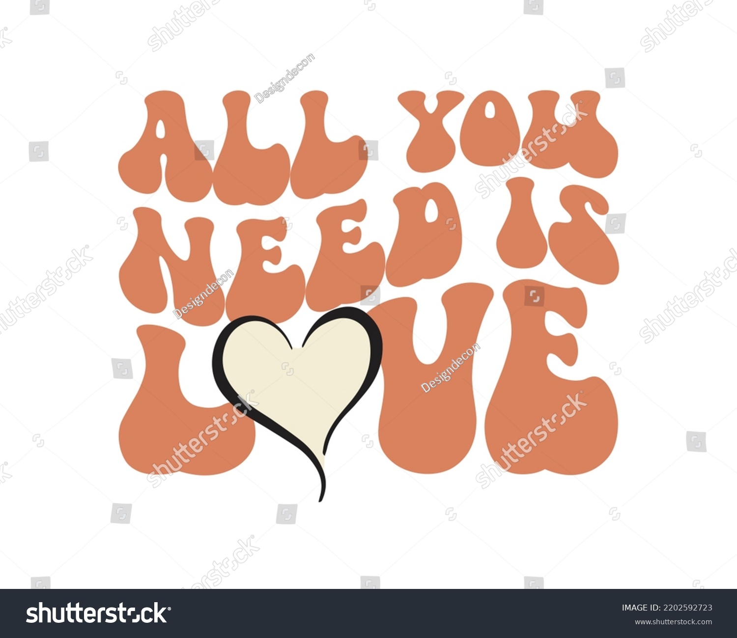 SVG of All you need is Love Wedding quote retro wavy typography sublimation SVG on white background svg