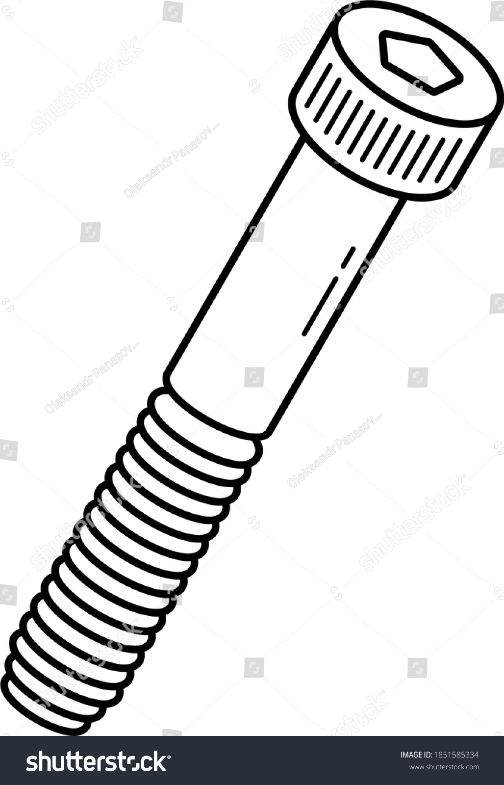 black and white bolt screw clip art preview