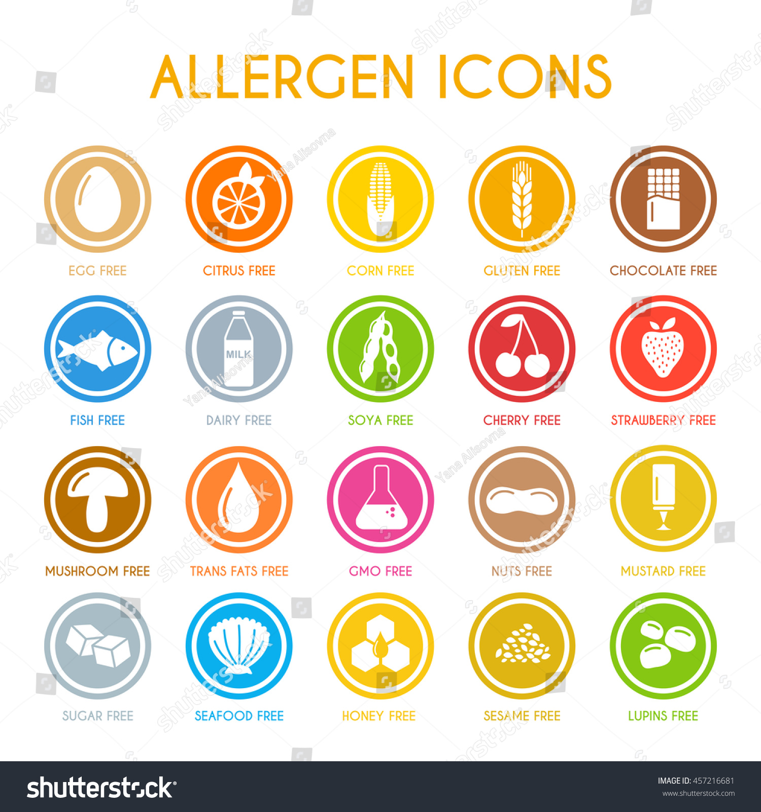 Allergen Icons Vector Illustration Stock Vector 457216681 - Shutterstock