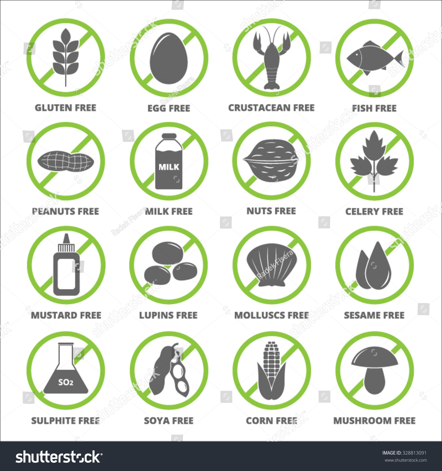 Allergen Icons Vector Set Stock Vector 328813091 - Shutterstock