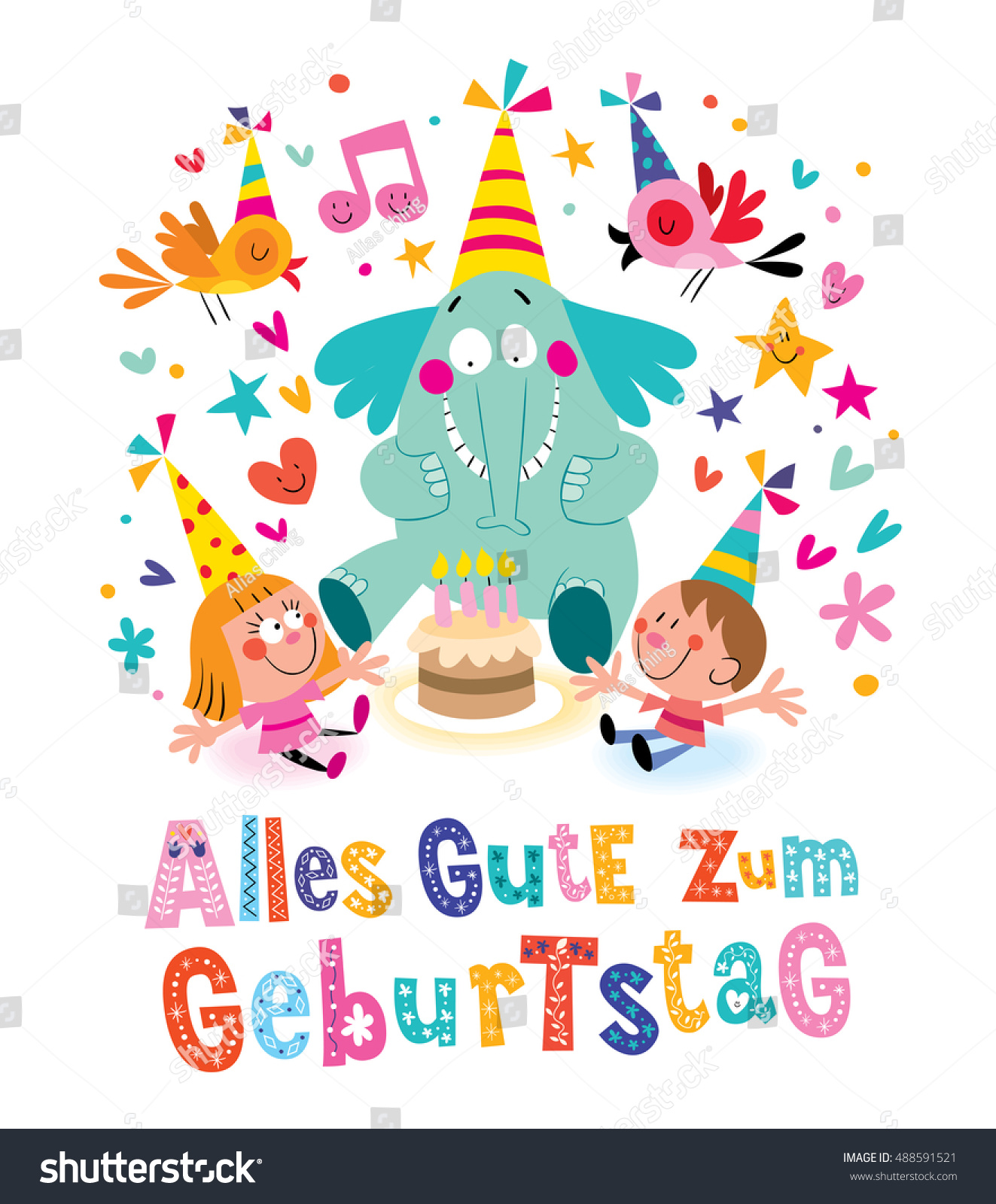 Alles Gute Zum Geburtstag Deutsch German Stock-vektorgrafik 488591521 ...