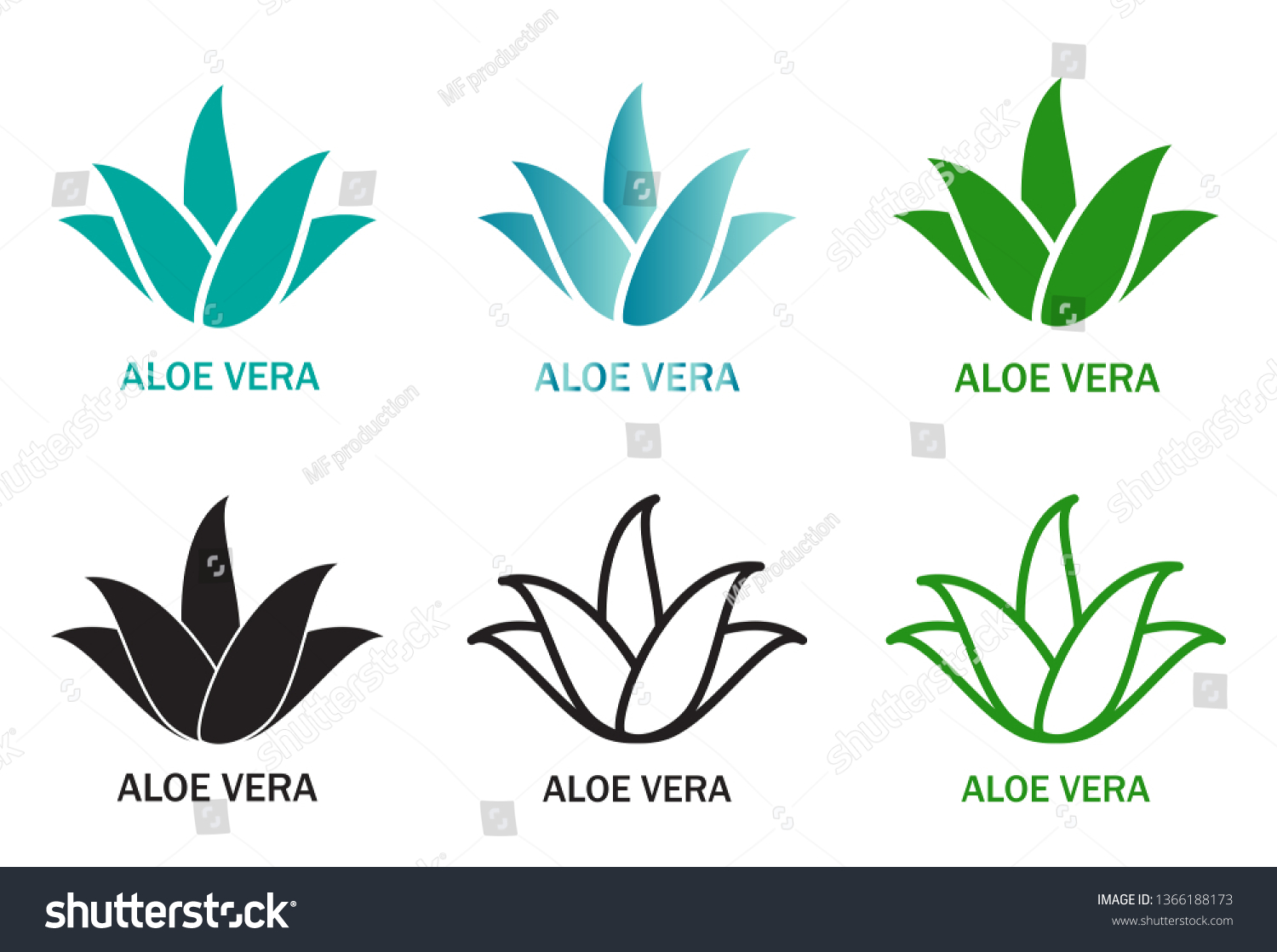SVG of Aloe vera icons set isolated on white background. Collection of aloe vera green plants. Flat icons for logo, symbol, label and sticker. Creative art concept, vector illustration of aloe vera leaf svg