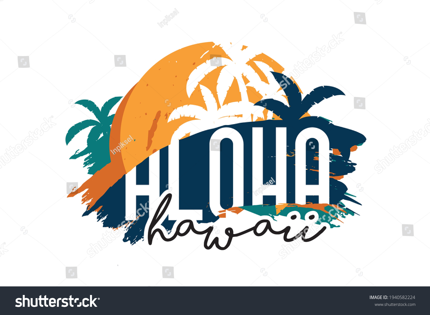 Aloha Beach Theme Vector Illustrations Tshirt Stock Vector (Royalty ...