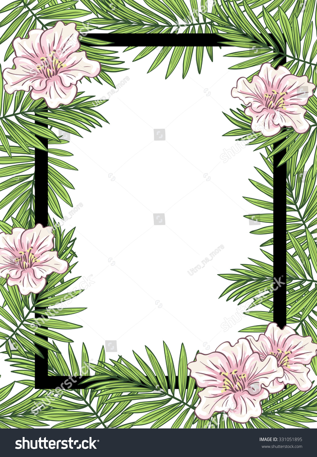 Aloha Hawaii Illustration Palm Leaves Flowers のベクター画像素材 ロイヤリティフリー