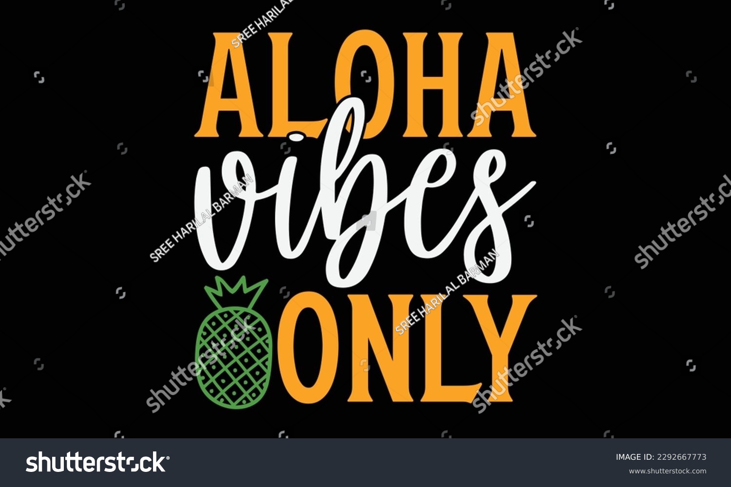 SVG of Aloha vibes only - Summer Svg typography t-shirt design, Hand drawn lettering phrase, Greeting cards, templates, mugs, templates, brochures, posters, labels, stickers, eps 10. svg