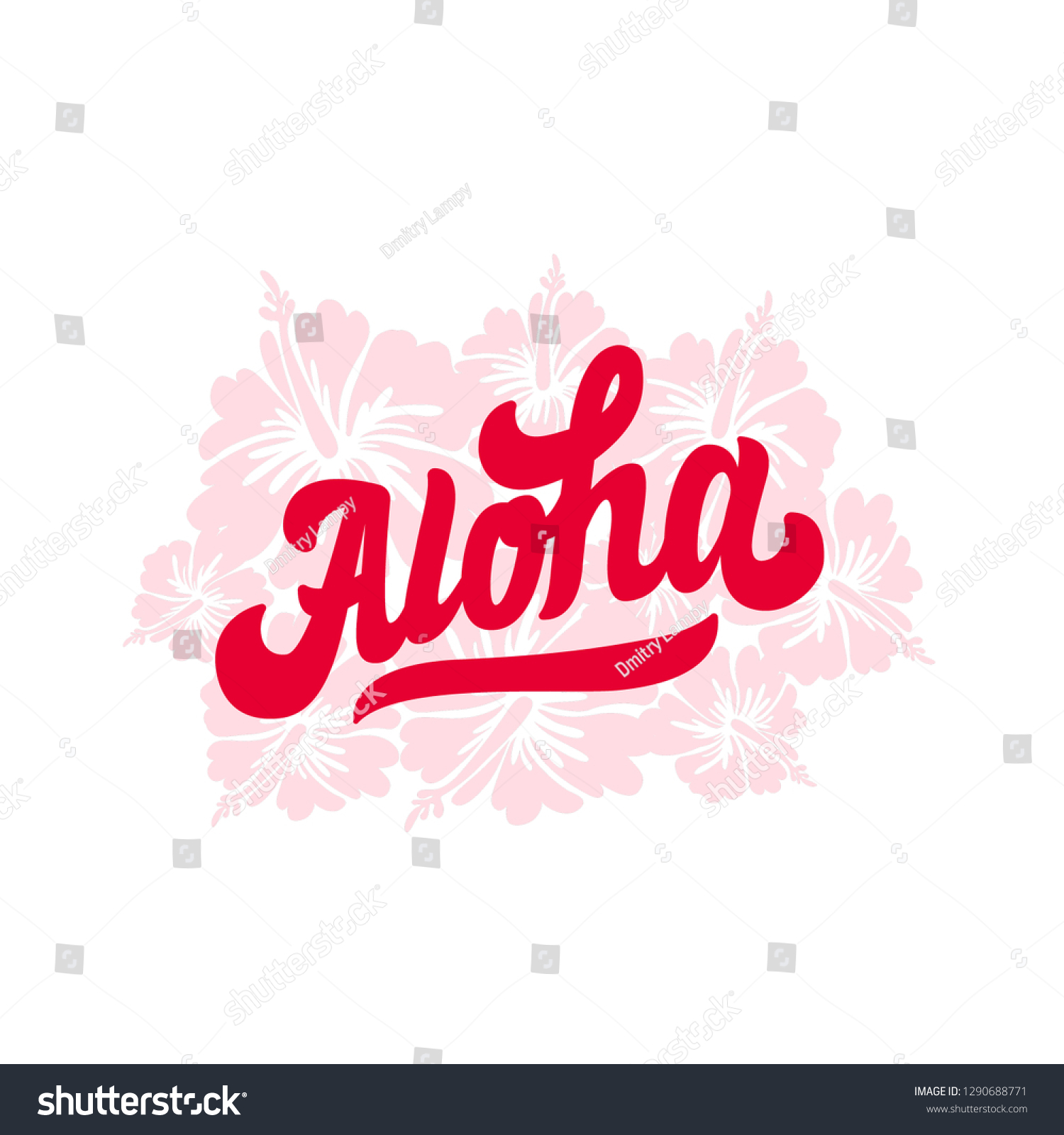 Aloha Word Lettering Vector Illustration Print Stock Vector (Royalty ...