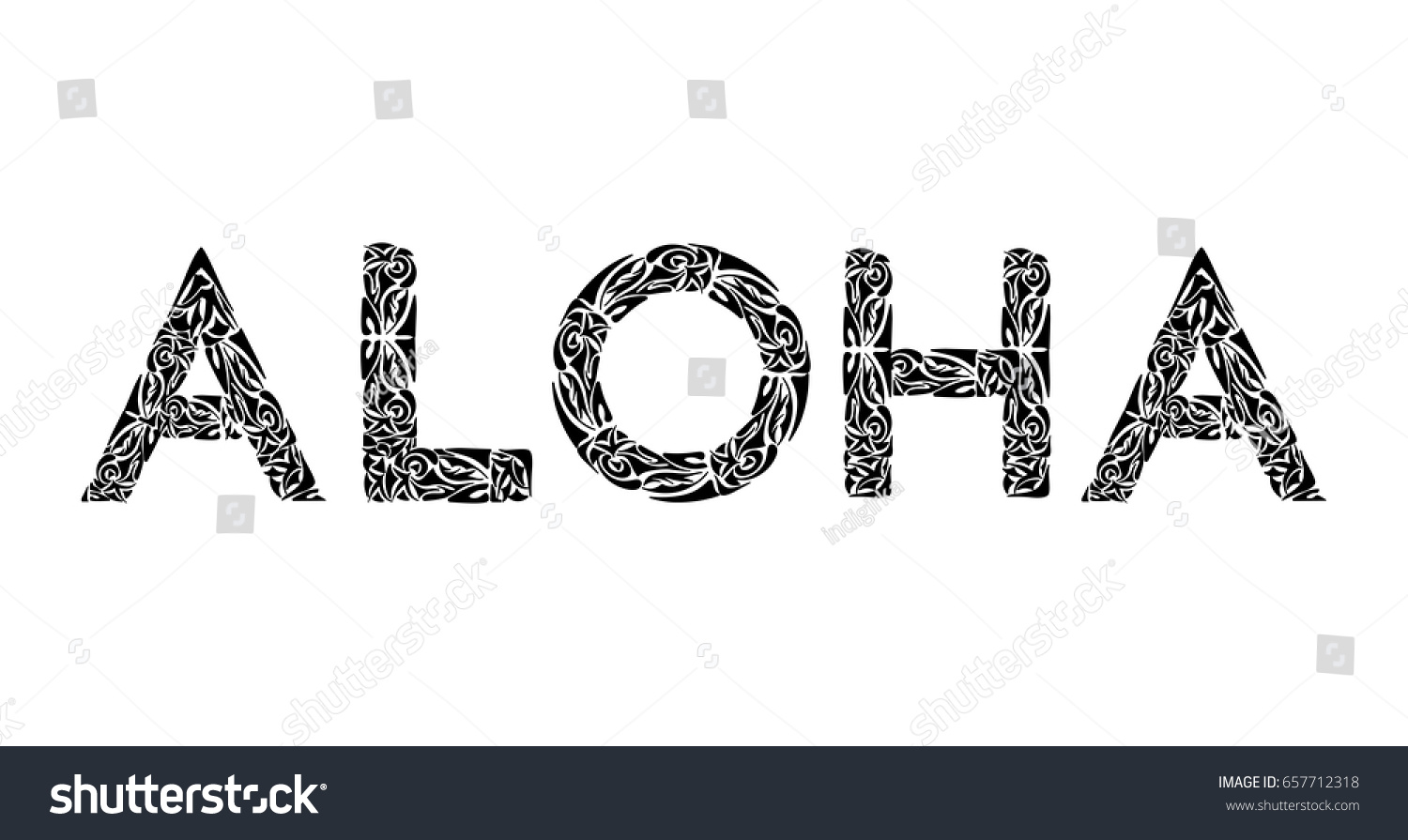 Aloha Word Polynesian Vector Illustration Print Stock Vector (Royalty ...