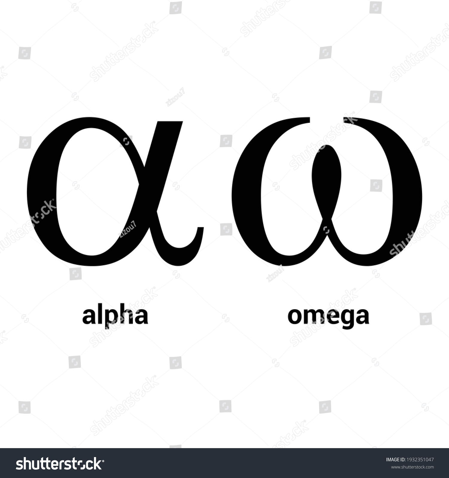 Alpha Omega Greek Alphabet Letters Symbols Stock Vector Royalty Free 1932351047 Shutterstock