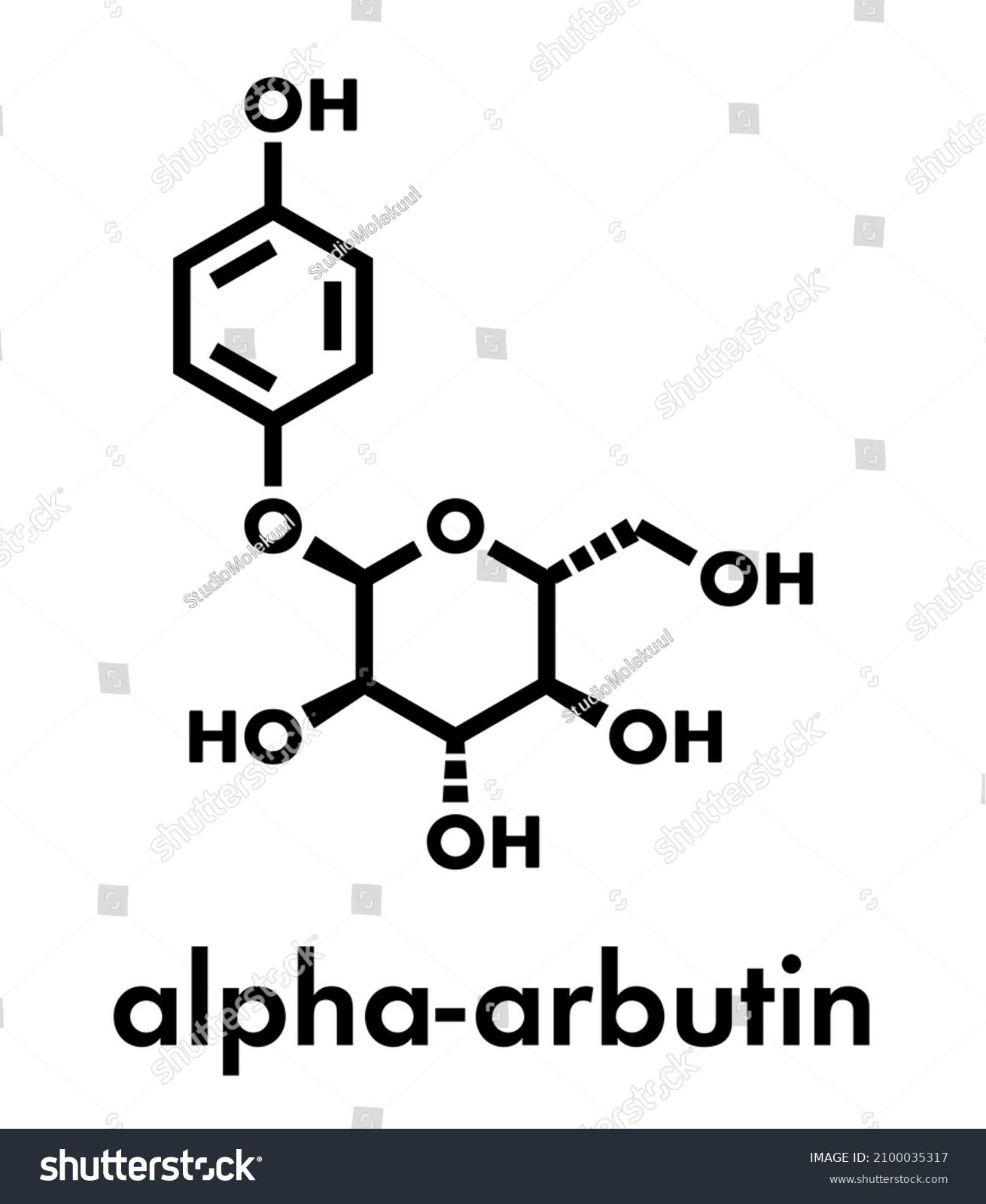 SVG of Alpha-arbutin plant molecule. Skeletal formula. svg