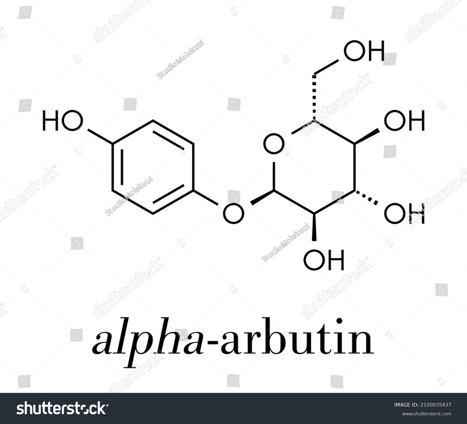 SVG of Alpha-arbutin plant molecule. Skeletal formula. svg