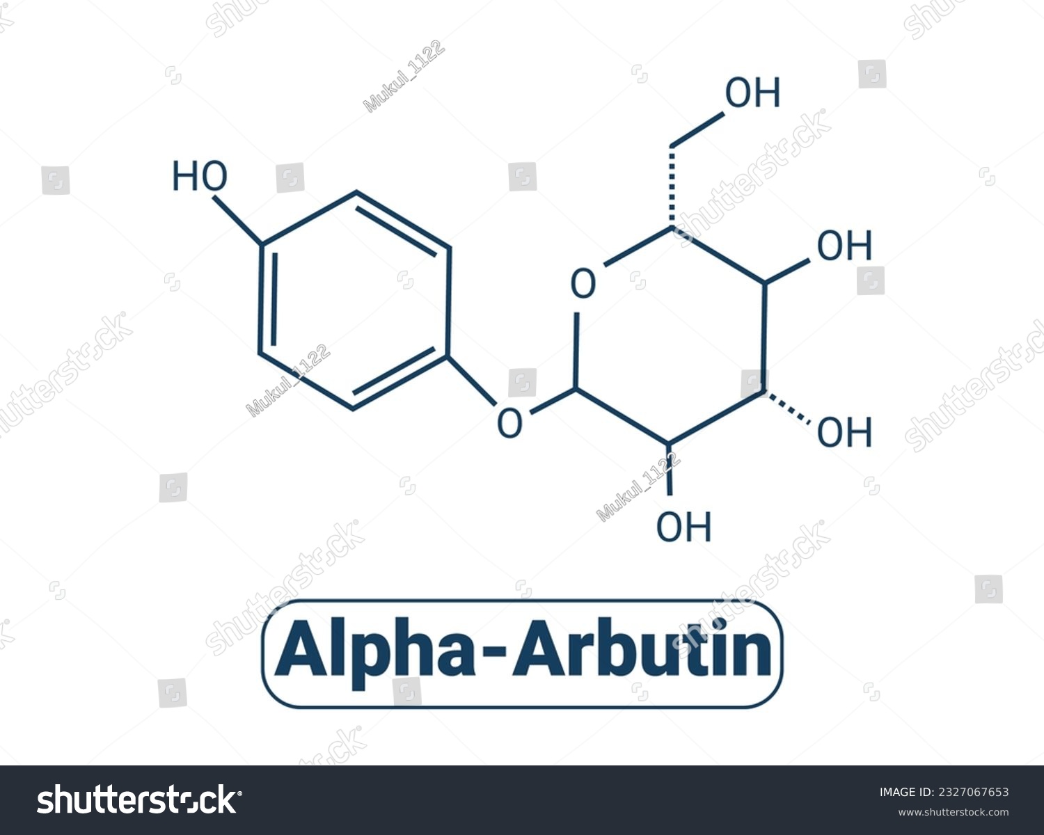SVG of Alpha-arbutin plant molecule skeletal formula vector illustration. svg
