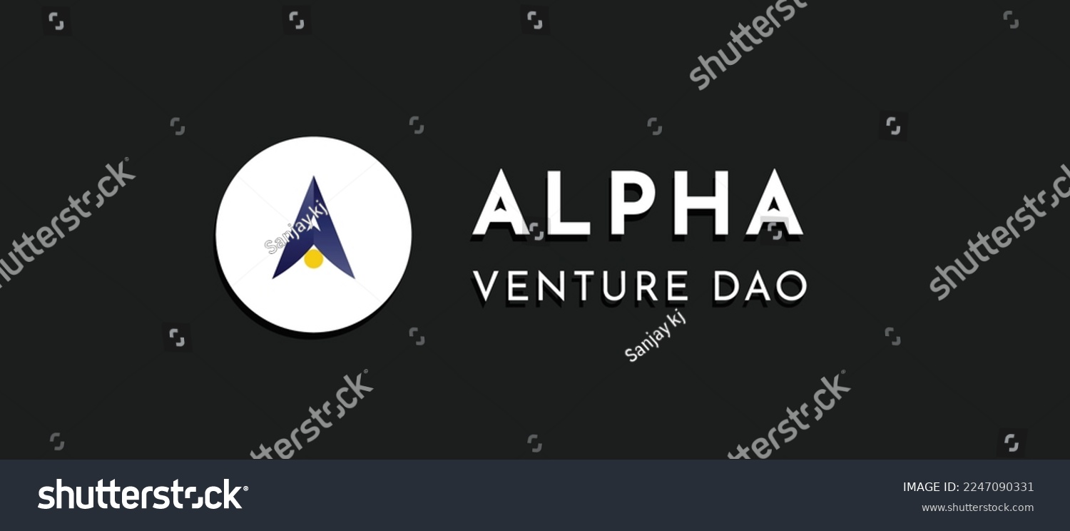 SVG of Alpha Venture DAO cryptocurrency ALPHA Token, Cryptocurrency logo on isolated background with text. svg