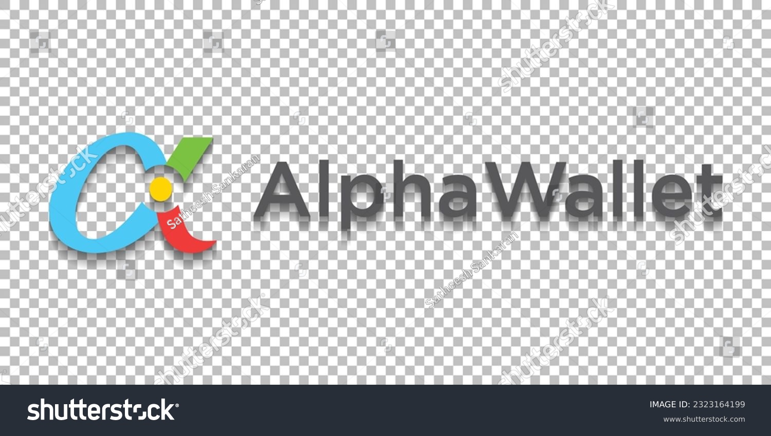 SVG of Alpha Wallet cryptocurrency logo worldmark isolated on transparent png background vector svg