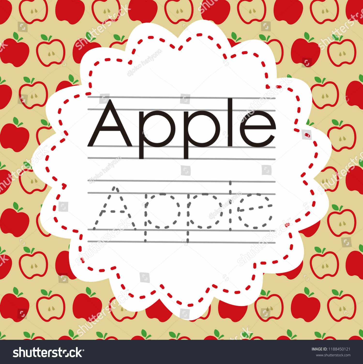 Alphabet Apple Worksheet Kindergarten Vector Illustration Stock Vector Royalty Free
