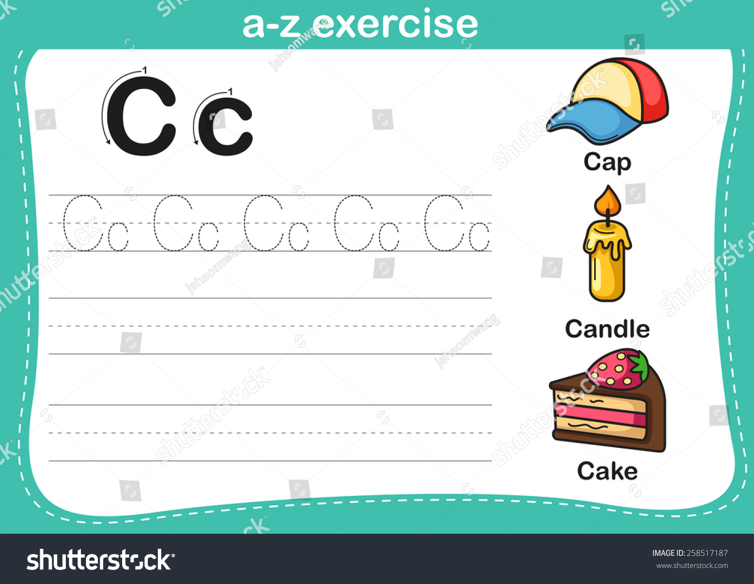 SVG of Alphabet a-z exercise with cartoon vocabulary illustration, vector svg
