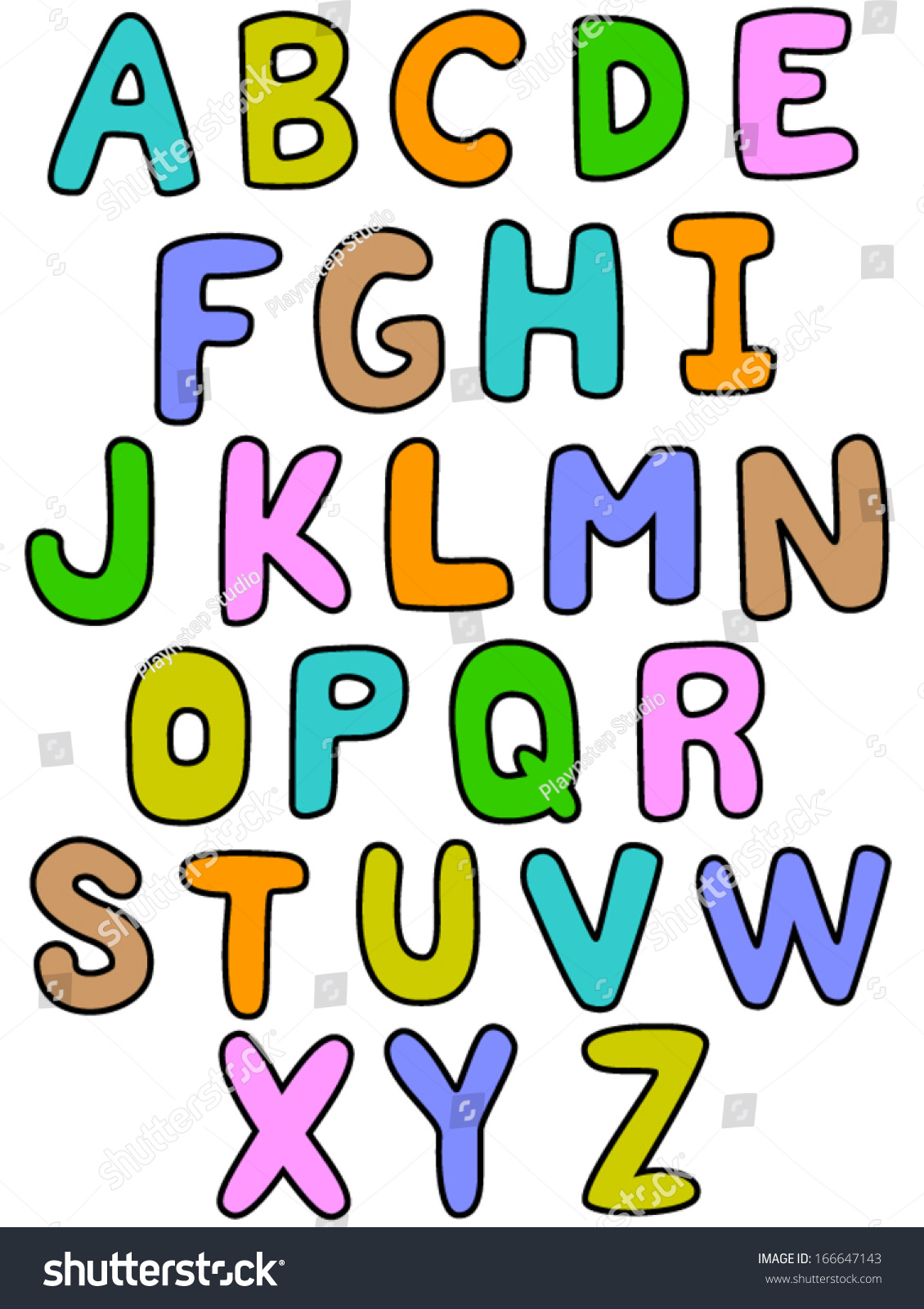 Alphabet Az Outline Color Stock Vector Royalty Free