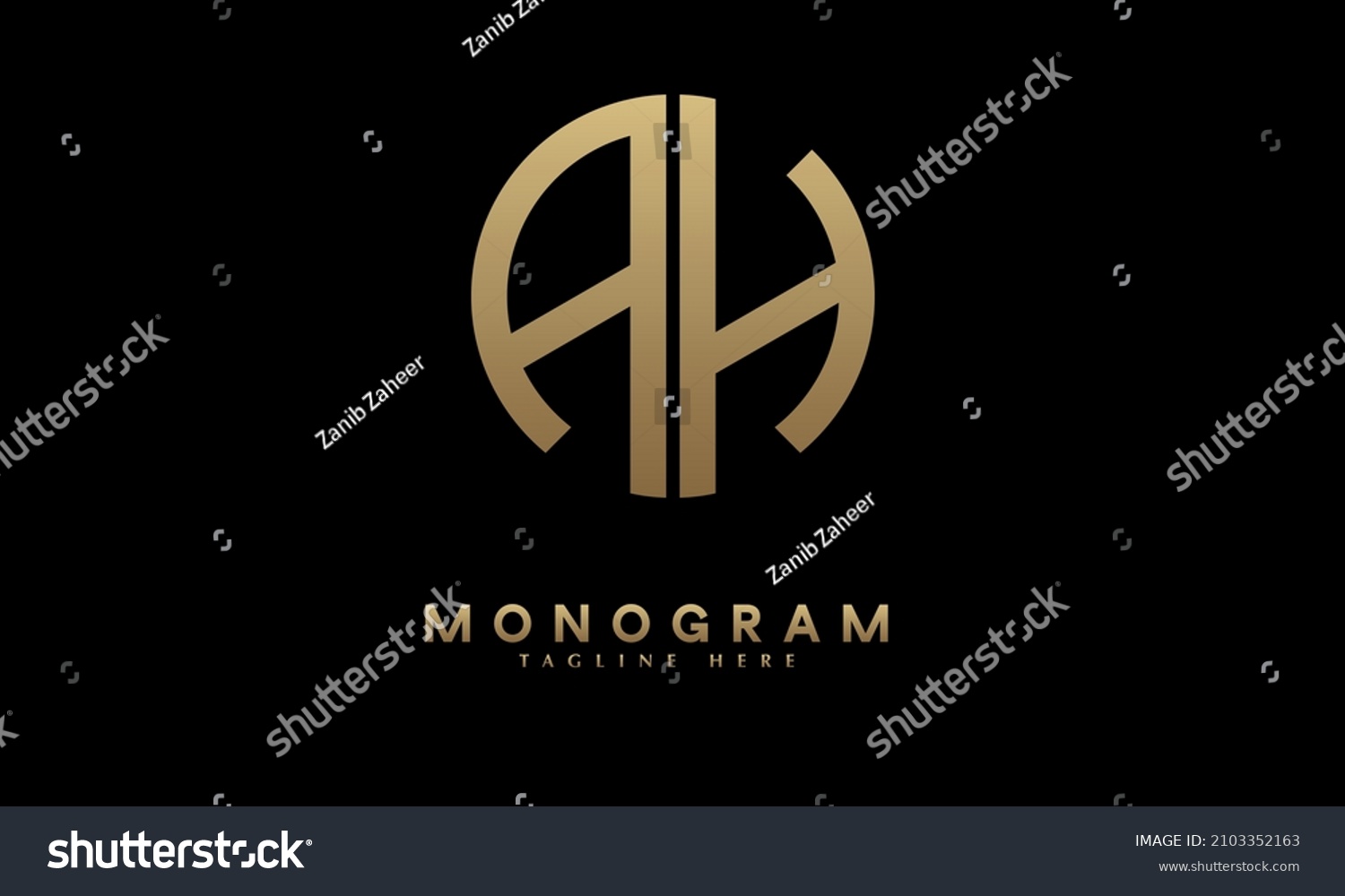 SVG of Alphabet AH or HA illustration monogram vector logo template in round shape svg