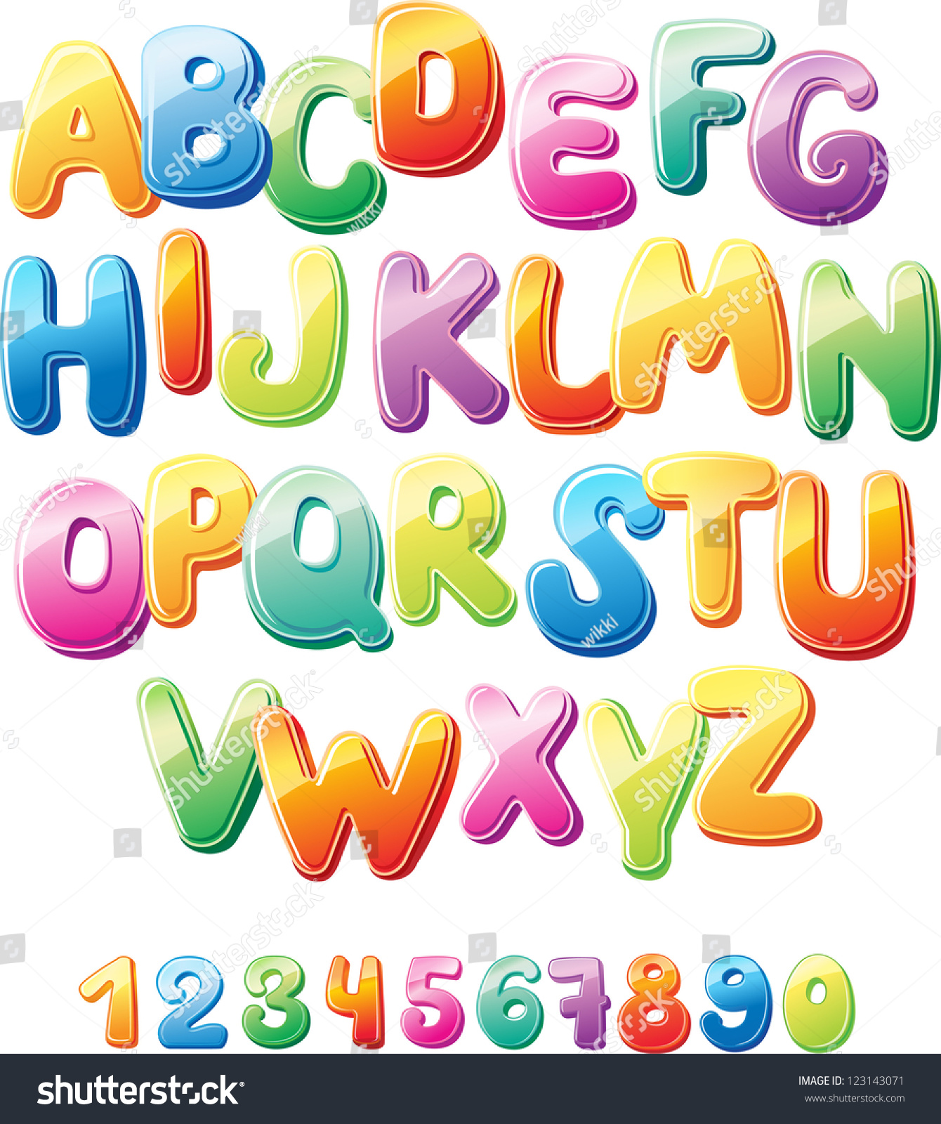 Alphabet And Numbers Stock Vector Illustration 123143071 : Shutterstock