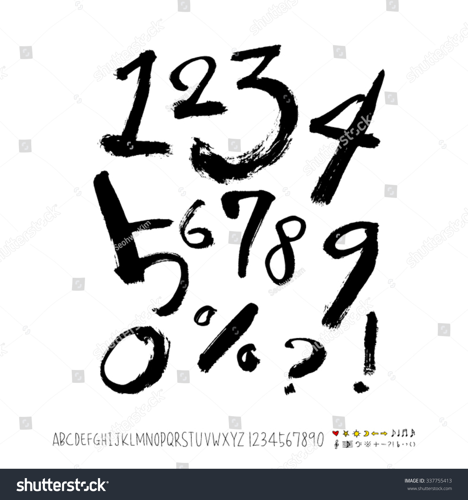 Alphabet And Numbers - Hand Drawn In Vector / Handwritten - 337755413 ...