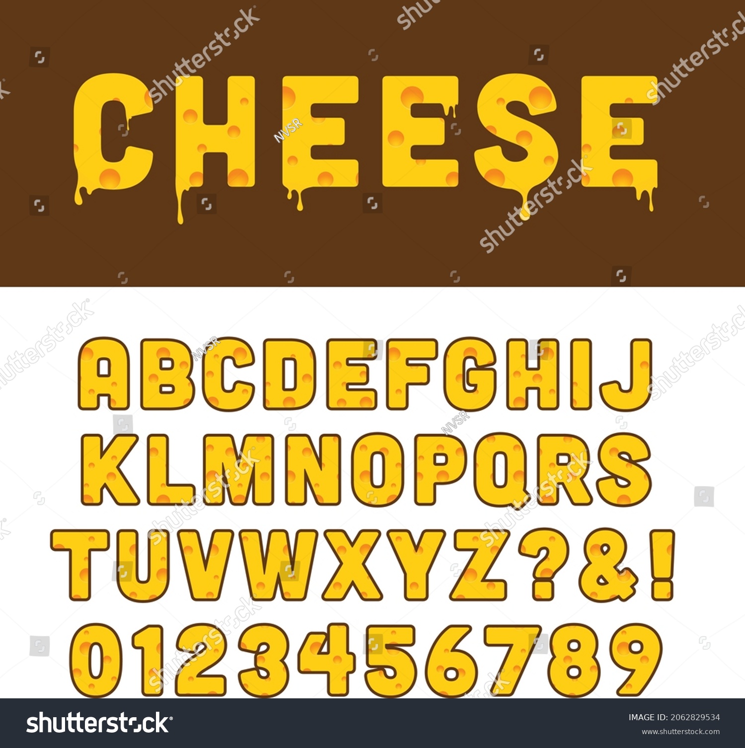SVG of Alphabet and Numbers with Cheese Style Design svg