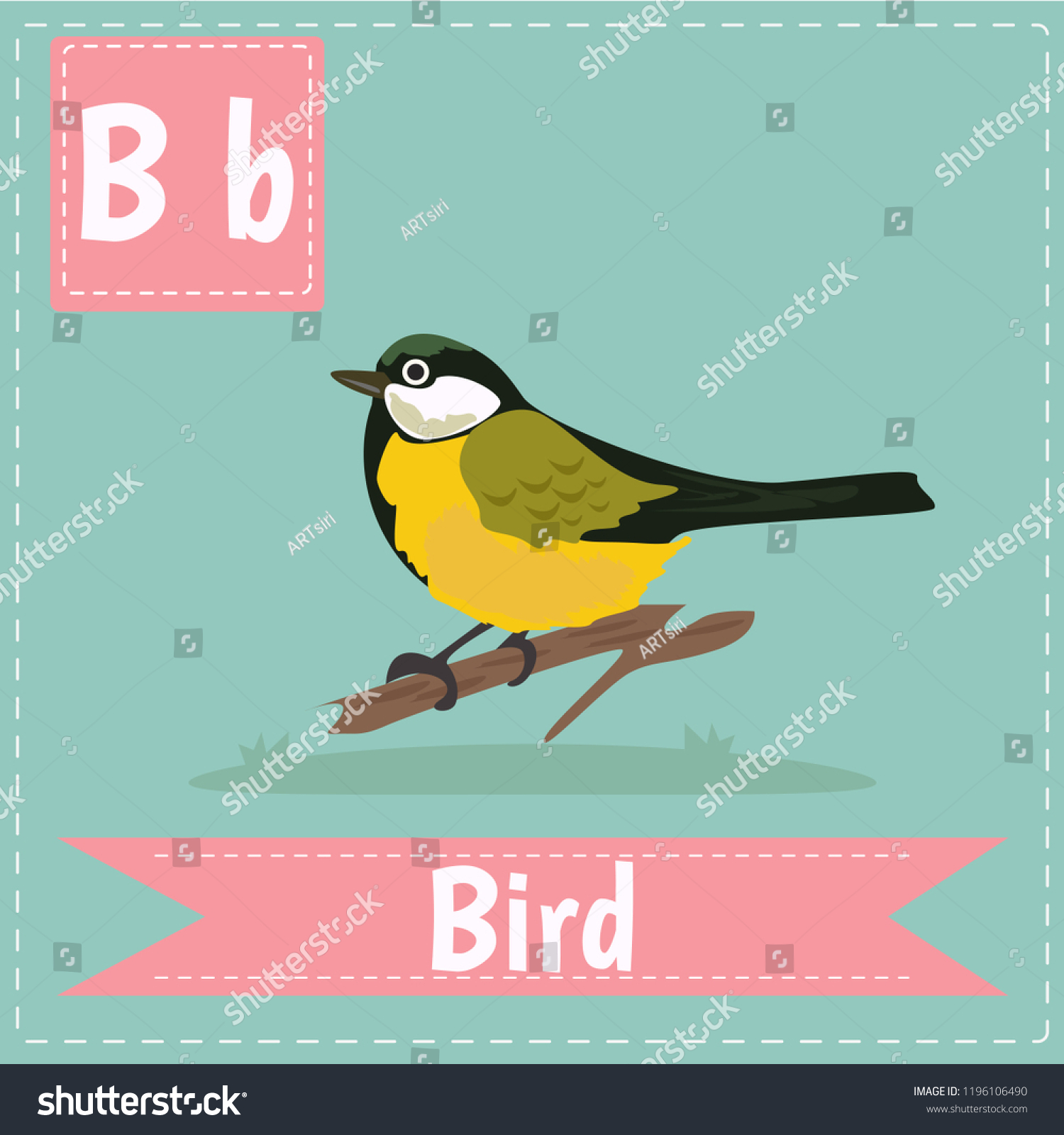 Alphabet B Letter Flashcard Bird Kids: เวกเตอร์สต็อก (ปลอดค่าลิขสิทธิ์ ...