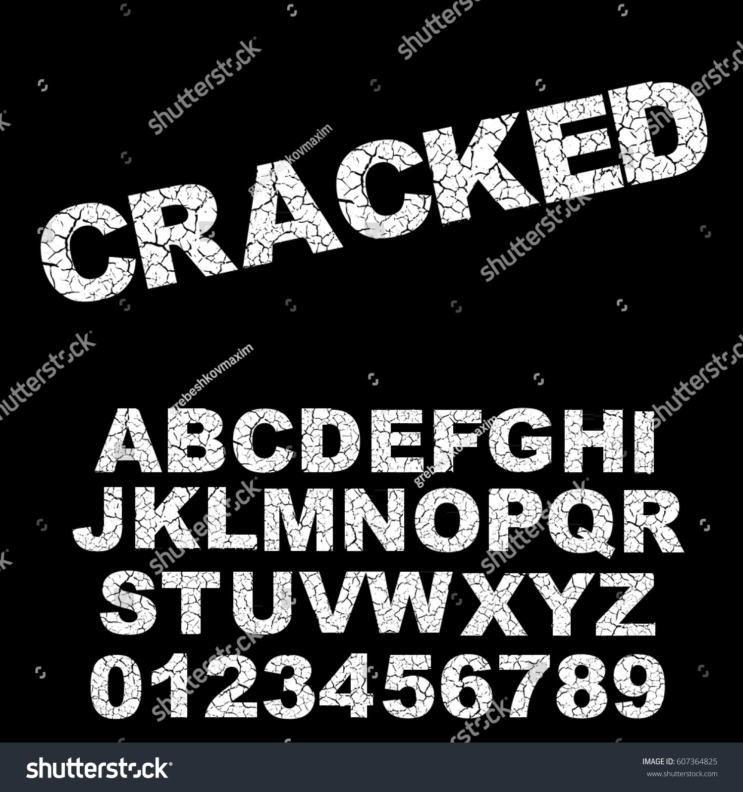 Alphabet Broken Cracked Font Template Letters Stock Vector (Royalty ...