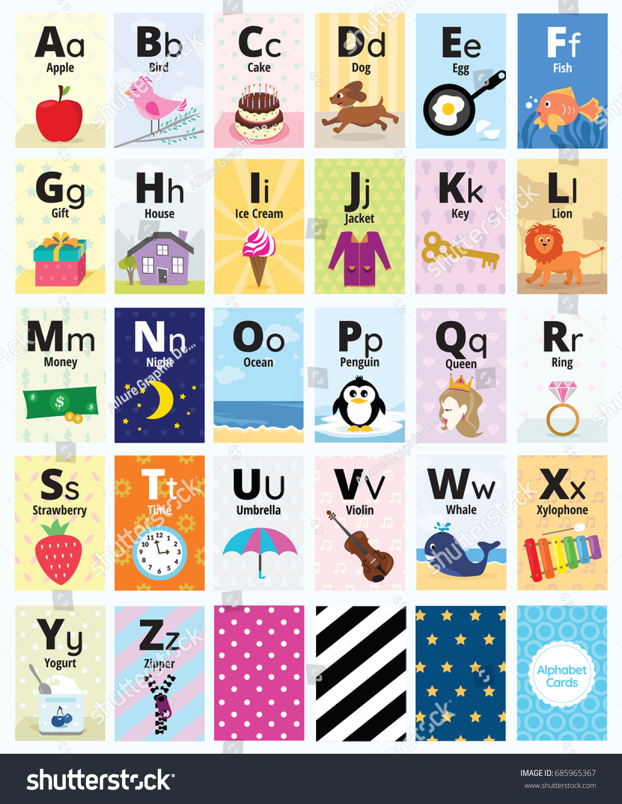 Alphabet Cards Stock Vector (Royalty Free) 685965367 | Shutterstock