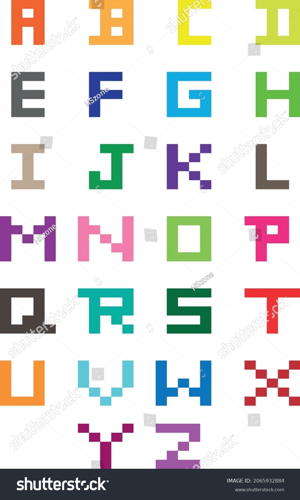 Alphabet Chart Pixel Art Vector Illustration Stock Vector (Royalty Free ...