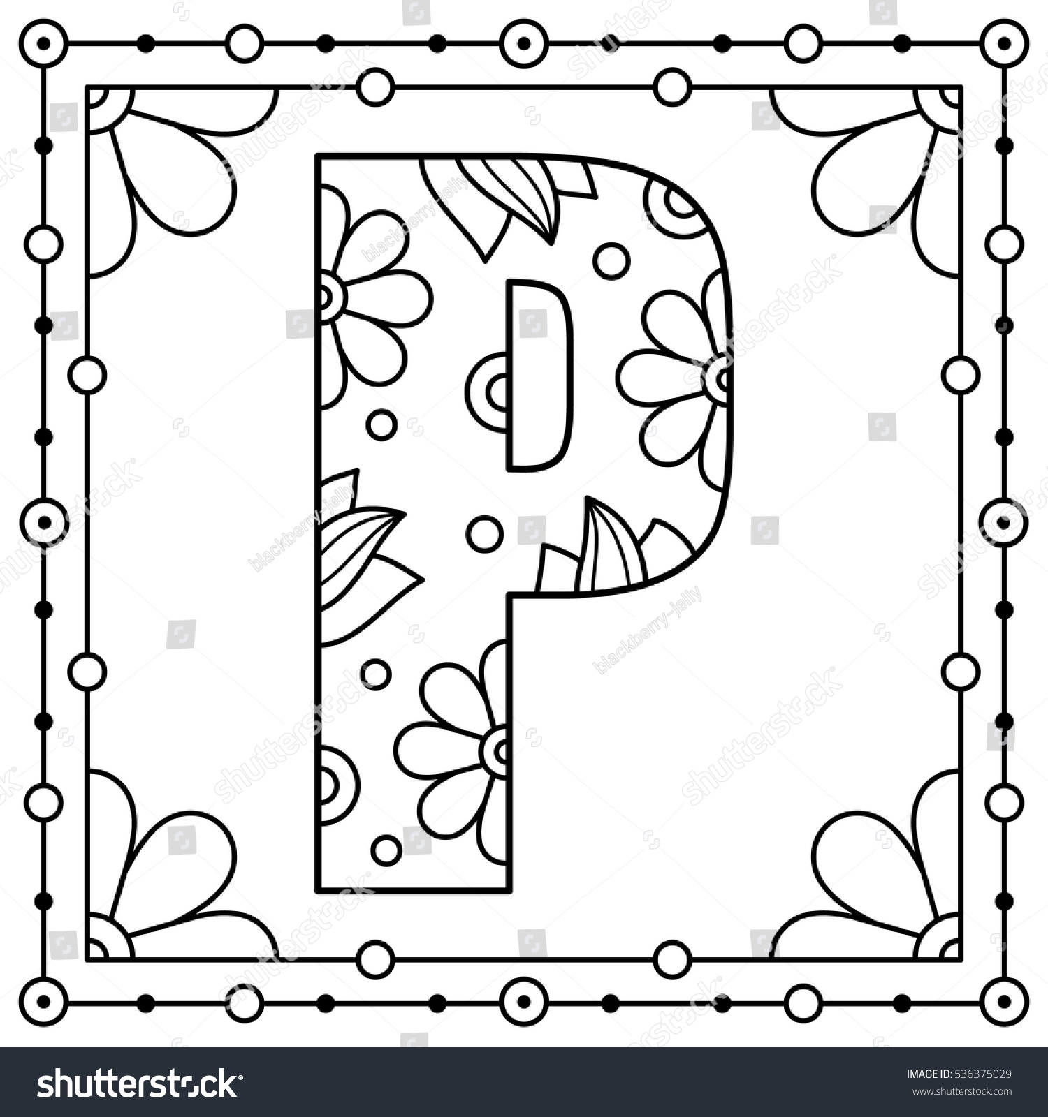 Alphabet Coloring Page Capital Letter Vector Stock Vector (Royalty Free