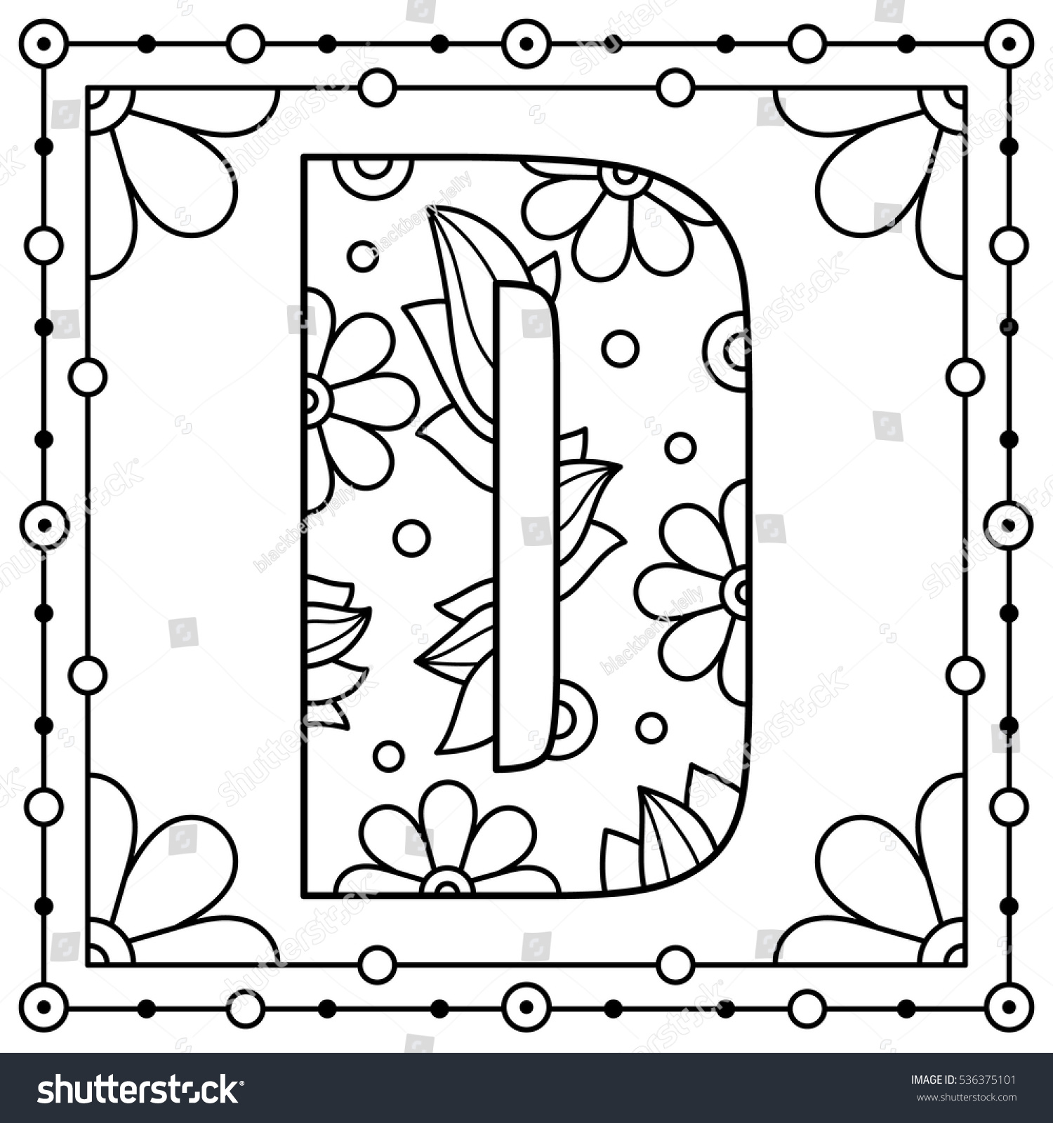 Alphabet Coloring Page Capital Letter Vector Stock Vector (Royalty Free