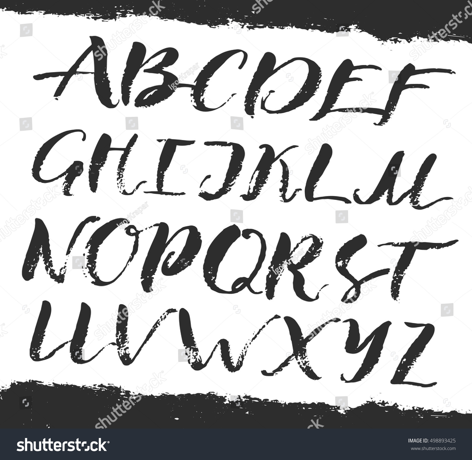 Alphabet Cursive Big Art Brush Pen Stock Vector 498893425 - Shutterstock