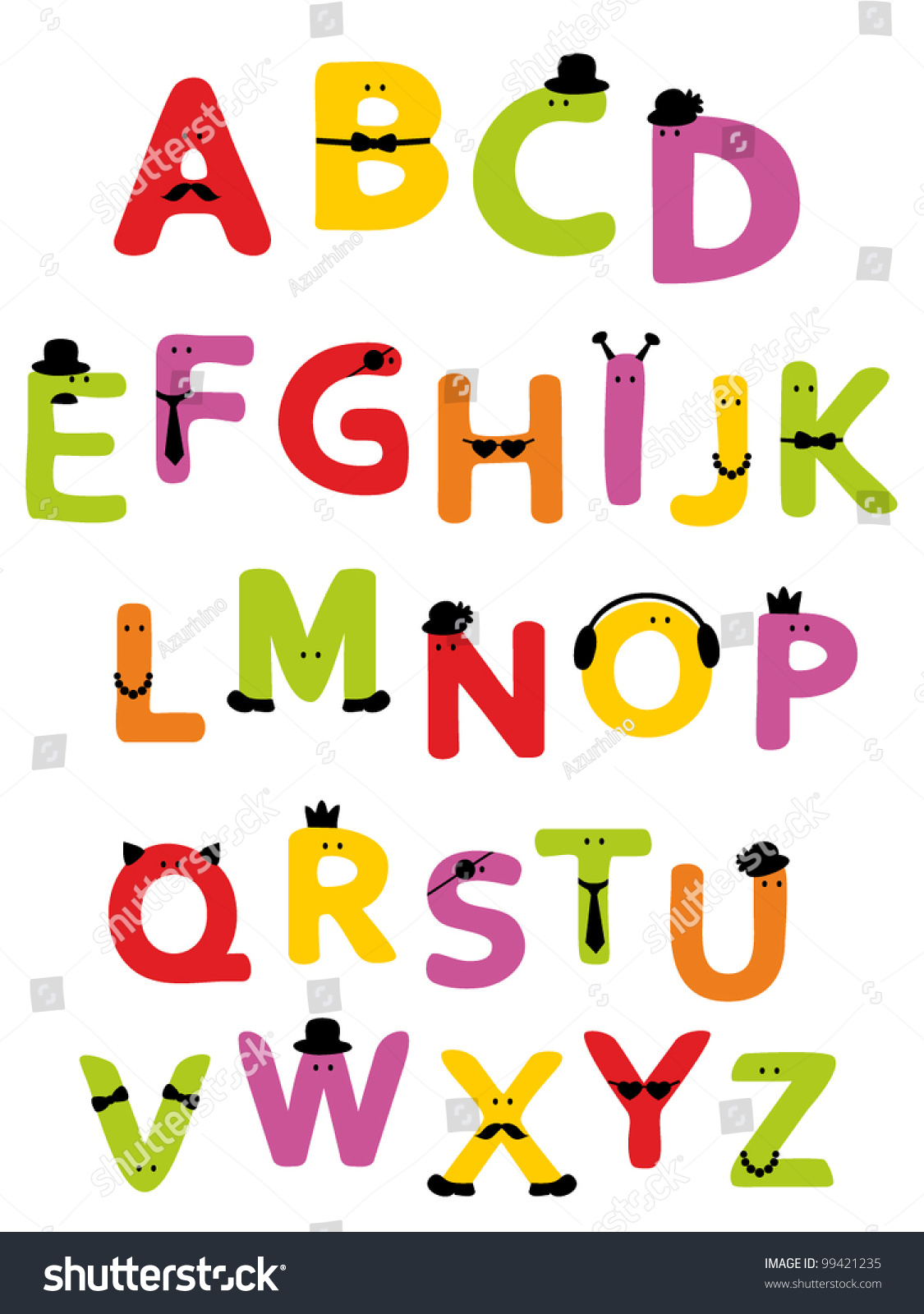 Alphabet Design In A Joyful Cartoon Style. Vector Illustration ...