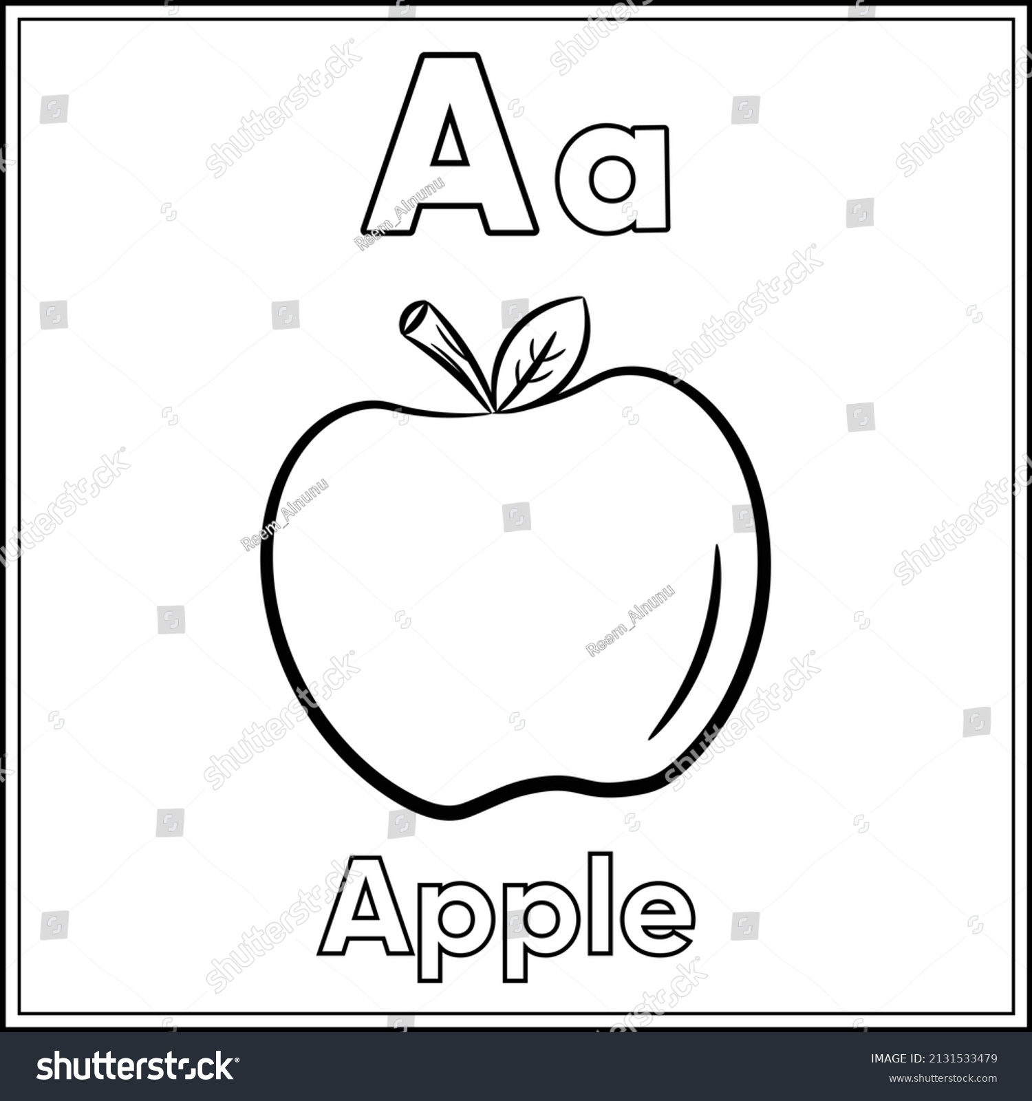Alphabet Flashcard Letter Cute Apple Drawing Stock Vector (Royalty Free ...