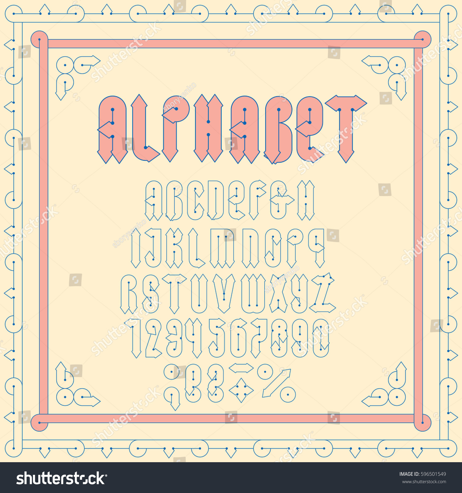 Alphabet Font Letters Symbols Numbers Vector Stock Vector (Royalty Free ...